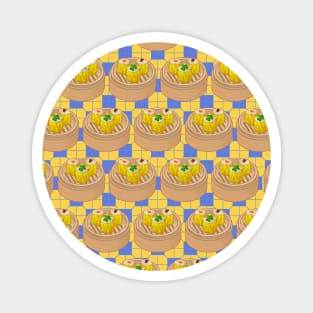 Dim Sum Funky Hong Kong Street Food with Blue and Yellow Tile Floor - Pop Art Magnet